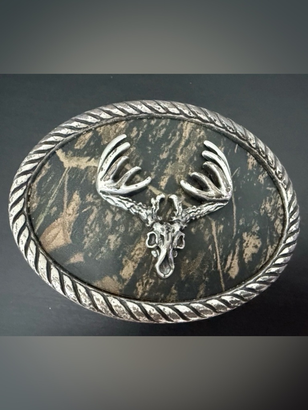 Nocona Buckles Mossy Oak Camo Deer Skull Buckle Antlers 3 1/4" x 2.5"